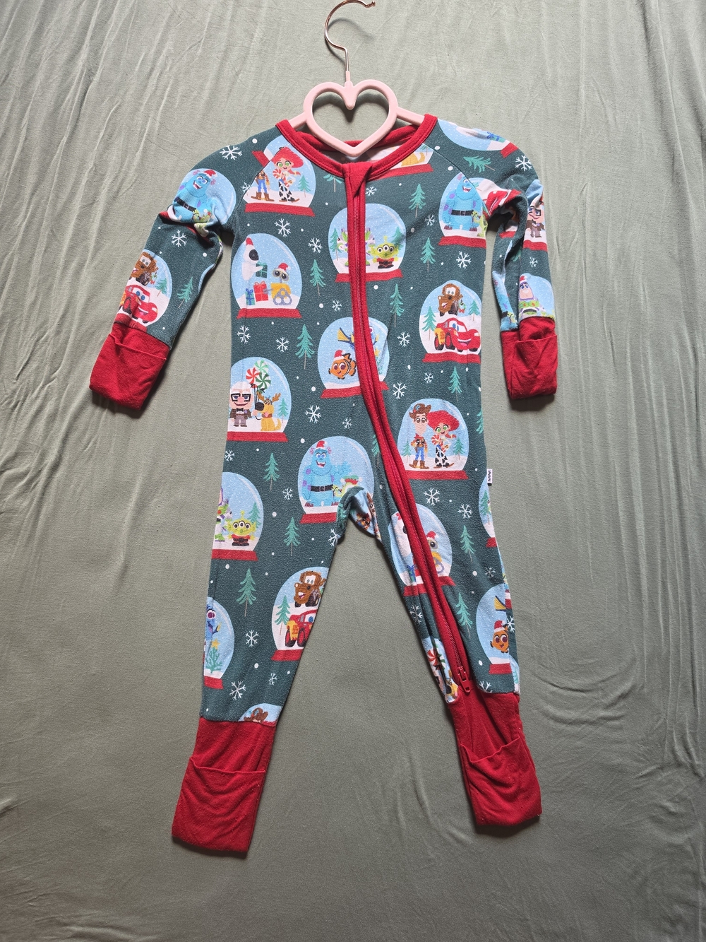 Little Sleepies Teal and Red Snow Globe One-Piece Footie